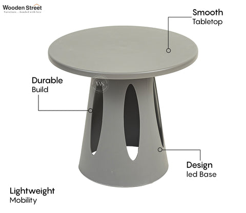 Mushru Multi-Utility Side Table with Leg Support (Grey)