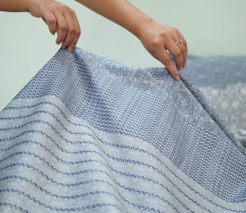 Acanthus Classic Printed King Size Bedsheet (Blue)