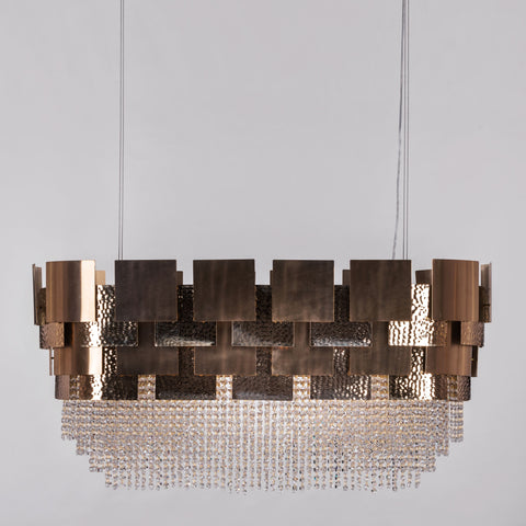 Trueliving Golden Rectangle Hanging Light Length 24, Width 24, Height 9 In Inches
