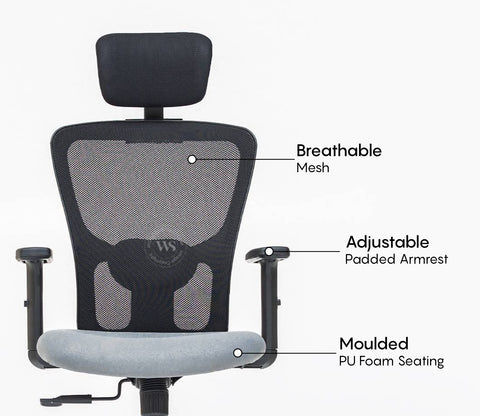 Carina High Back Mesh Office Chair (Grey)