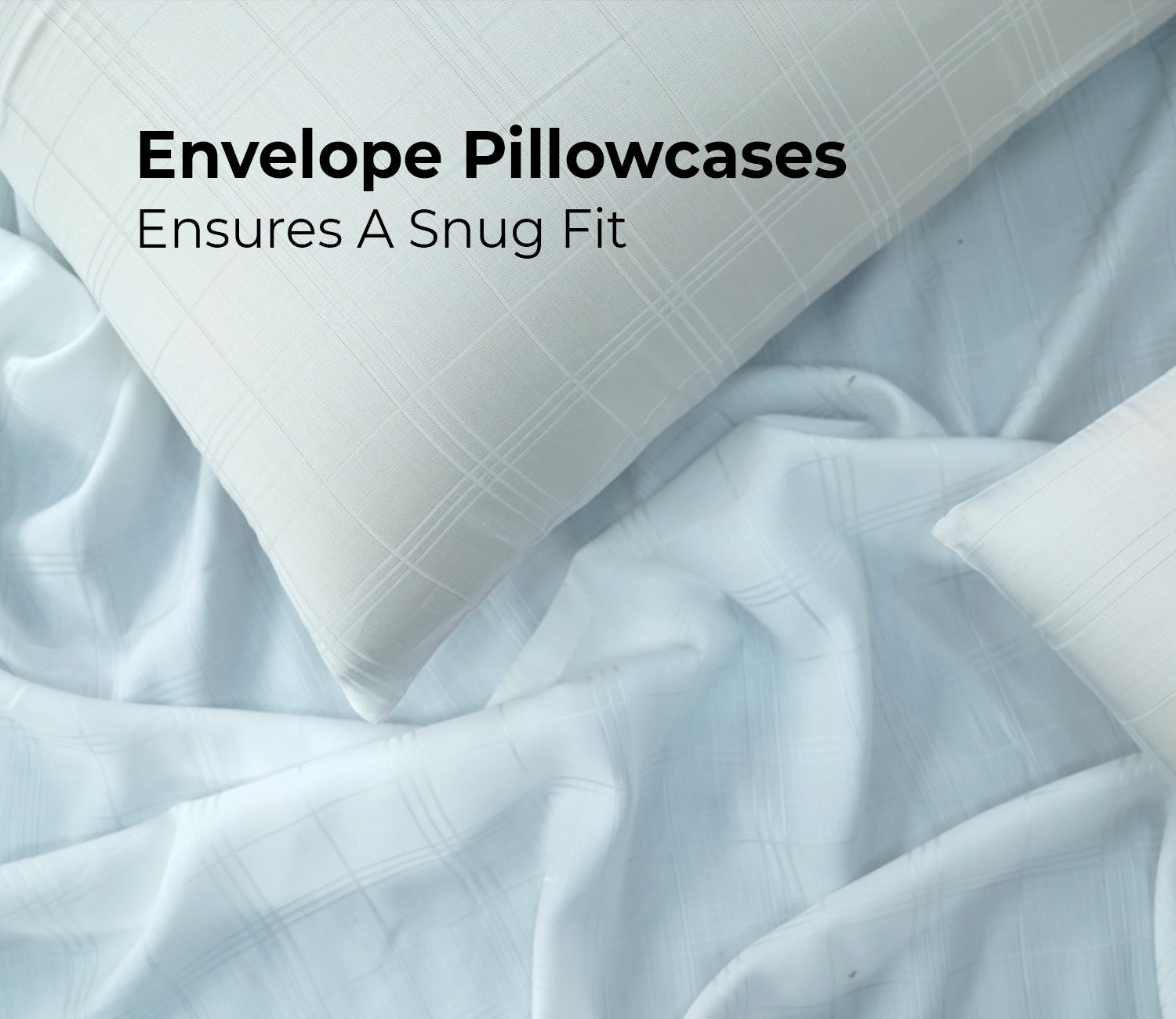 Dobby Checks Organic Bamboo 300 TC 2 Pillowcases and 1 Fitted Bedsheet (White, King Size)
