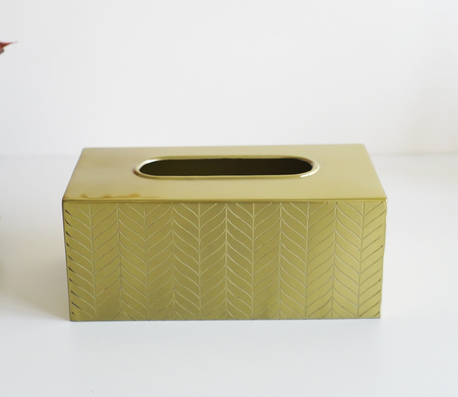Portia Herringbone Gold And Amber Luster Tissue Box