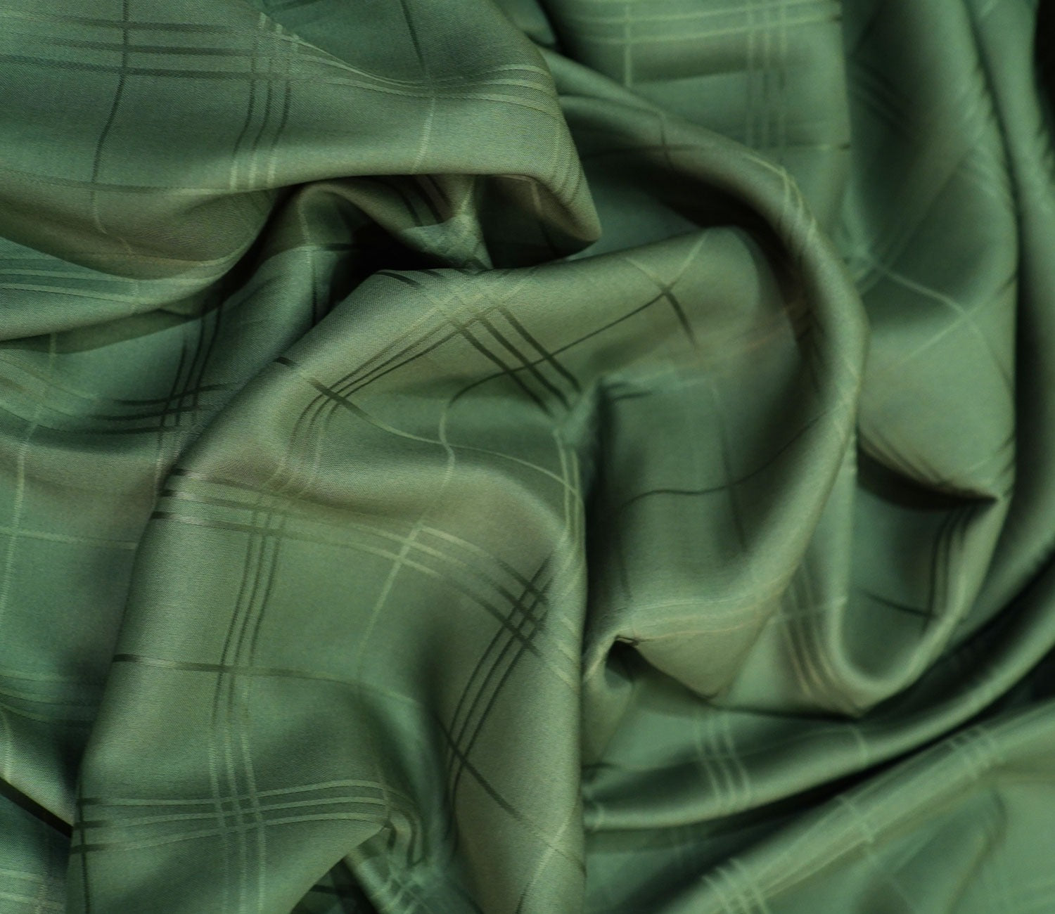 Dobby Checks Organic Bamboo 300 TC 2 Pillowcases and 1 Fitted Bedsheet (Green, Queen Size)