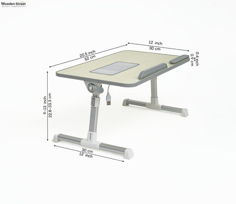 Jetson Foldable Laptop Table for Bed With USB Cooling Fan, Adjustable Bed Study Table for Writing and Reading