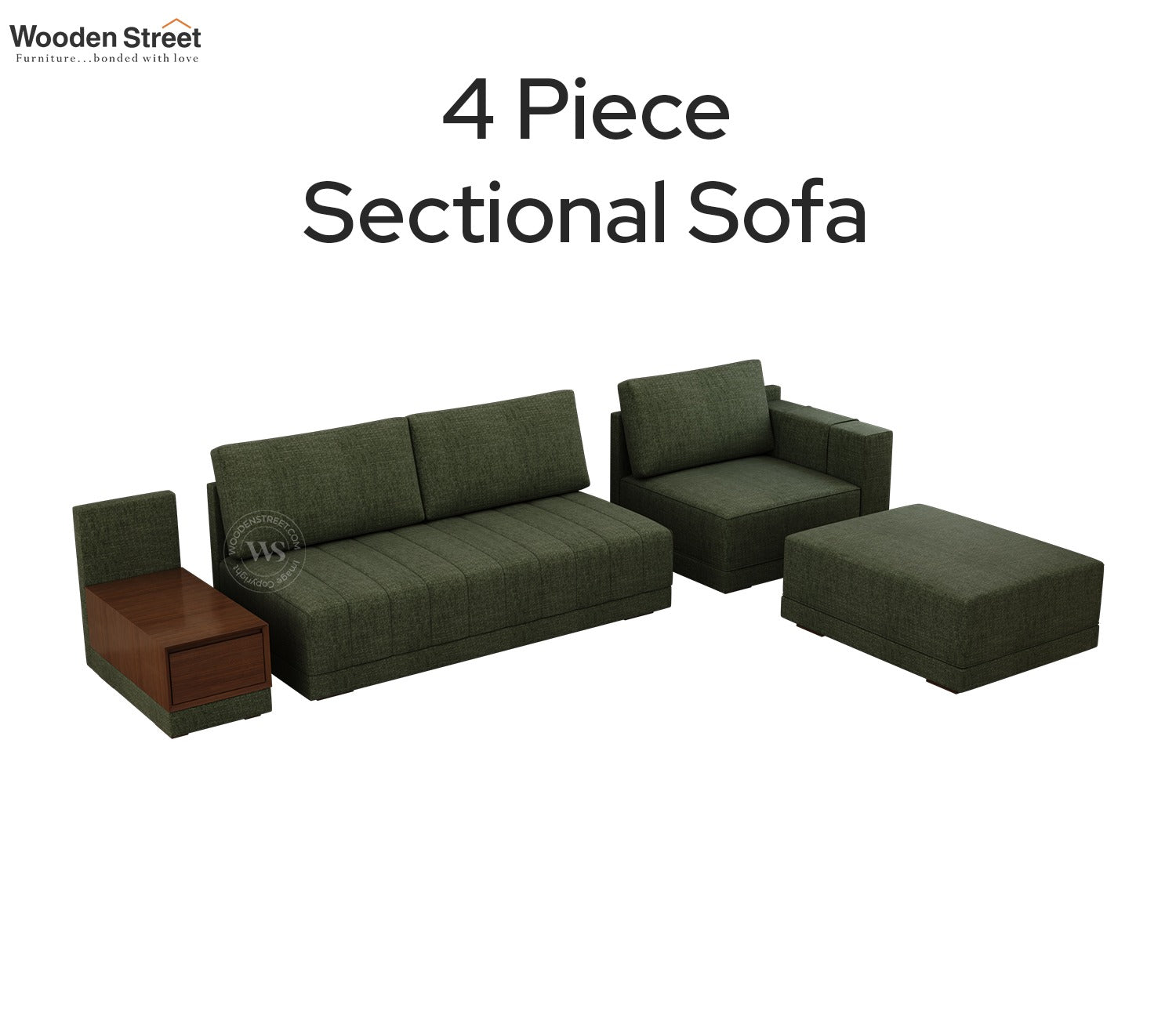 Oasis L-Shape Right Aligned Sectional Sofa (Sage Green)