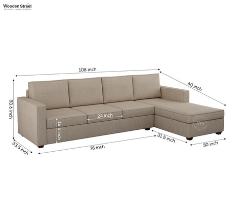 Albus L-Shape 5 Seater Sofa (Cotton, Jade Ivory)