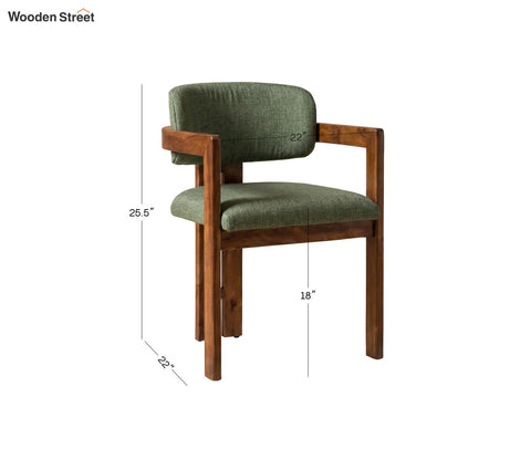 Kaaya Sheesham Wood Arm Chair with Premium Upholstery (Sage Green)