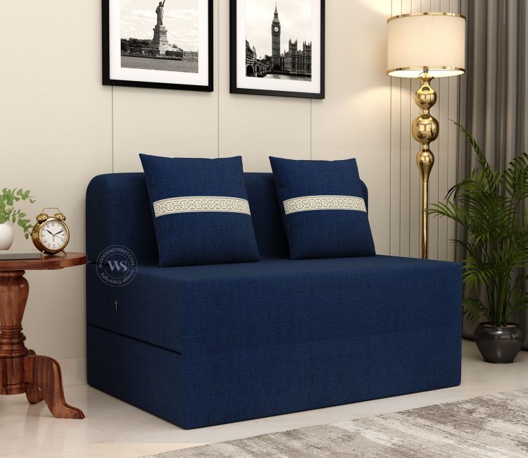 Voltz Fabric Sofa Cum Bed (72 x 46 Inch, Azure Blue)