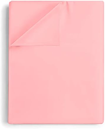 600 Thread Count Cotton 1PC Flat Sheets 100% Long Staple Pure Cotton, Smooth Sateen Finish Flat Sheet/Top Sheet with 4 Inch Hem Solid Pattern (Rose Pink/Blush, Single)