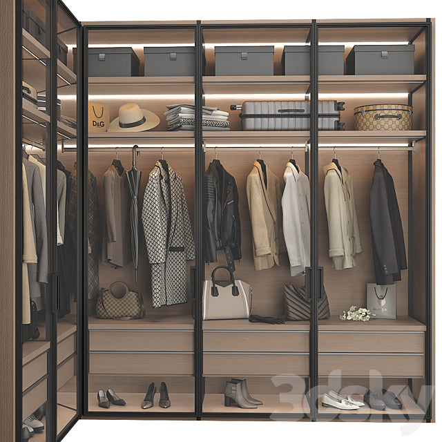 Trueliving 5 Door Corner wardrobes Laminated Finish & PU Finish with Drawers 8Ft *2Ft *9Ft -2438.4MM X 609MM X 2743.2MM)