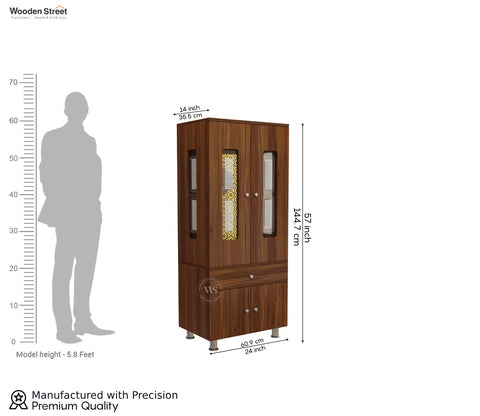 Atharv Engineered Wood Home Temple With Inbuilt LED Light System (Exotic Teak)