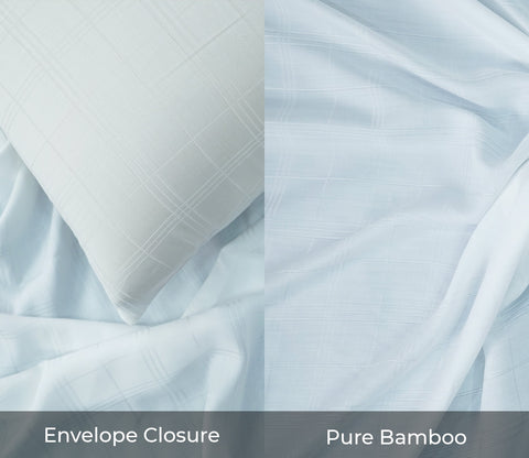 Dobby Checks Organic Bamboo 300 TC 2 Pillowcases and 1 Fitted Bedsheet (White, King Size)