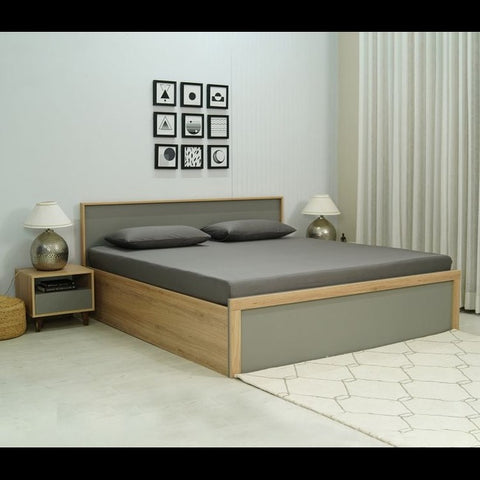 Trueliving Luxurious King Size Dark bed Laminated Finish & PU Finish 6Ft *6Ft *1Ft