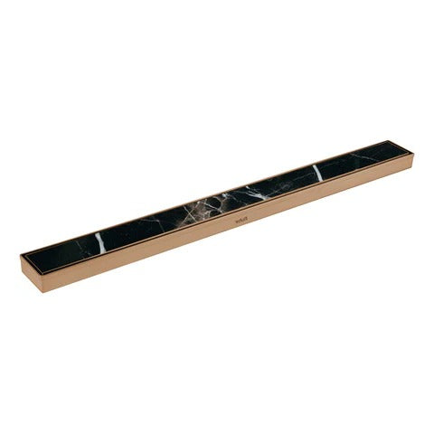 Trueliving Home Brown Tile Insert Shower Drain Channel (40 x 2 Inches)ROSE GOLD PVD Coated