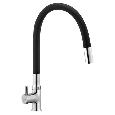 Trueliving Luxuries  Kara Swan Neck Brass Faucet with Silicone Black Flexible Spout20 Inches