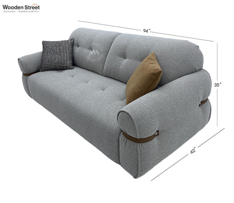 Reva 3-Seater Electric Sofa Cum Bed | Motorized Conversion Mechanism | Fabric Upholstery (Light Grey)