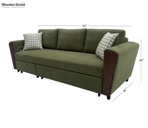Brayden Fabric Sofa Cum Bed (Olive Green)