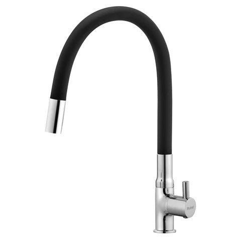 Trueliving Luxuries  Kara Swan Neck Brass Faucet with Silicone Black Flexible Spout20 Inches