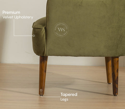 Avira Premium Upholstery Lounge Chair (Dark Olive Green)