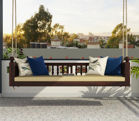 Alanis Wooden Swing Chair (Walnut Finish)
