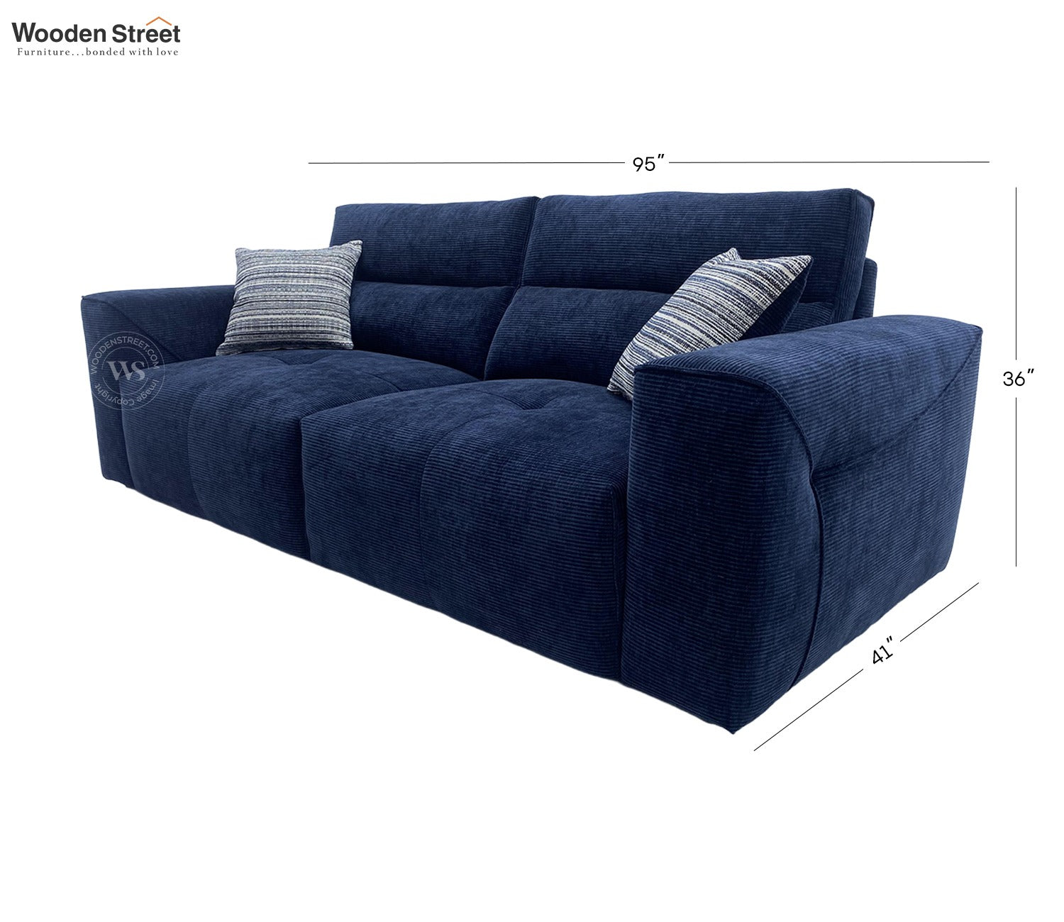 Midoro Powered Recliner Sofa with Extendable Seating (Blue)