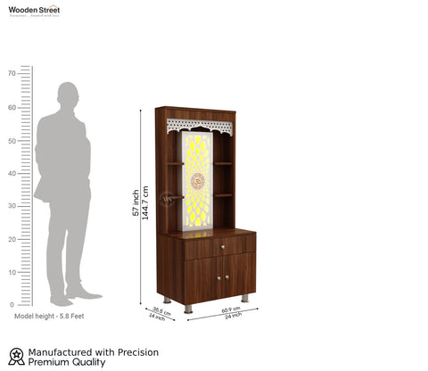Vidyut Engineered Wood Home Temple With Inbuilt LED Light System (Exotic Teak)