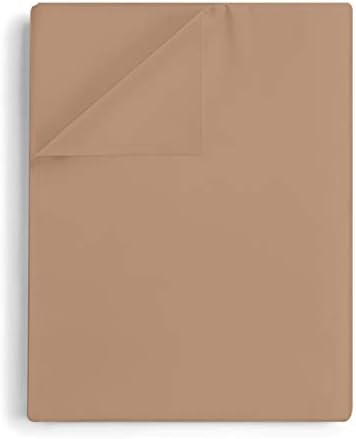 600 Thread Count Cotton 1PC Flat Sheets 100% Long Staple Pure Cotton, Smooth Sateen Finish Flat Sheet/Top Sheet with 4 Inch Hem Solid Pattern (Taupe, Single)