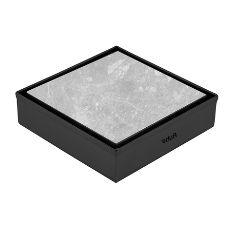 Trueliving Home Brown Marble Insert Shower Drain Channel (5 x 5 Inches) Black PVD Coated