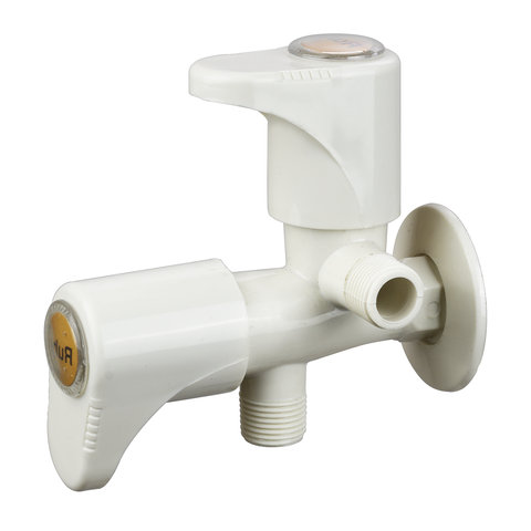 Truliving_Gold Curve Bib Tap Long Body PTMT Faucet White 15 MM
