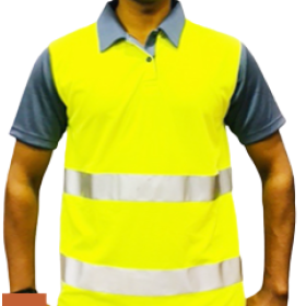 Trueliving_Reflective Citron T-Shirt Polo Neck T-Shirt