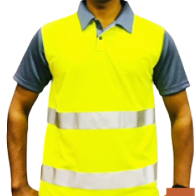 Trueliving_Reflective Citron T-Shirt Polo Neck T-Shirt