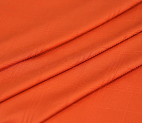 Dobby Checks Organic Bamboo 300 TC 2 Pillowcases and 1 Fitted Bedsheet (Orange, King Size)