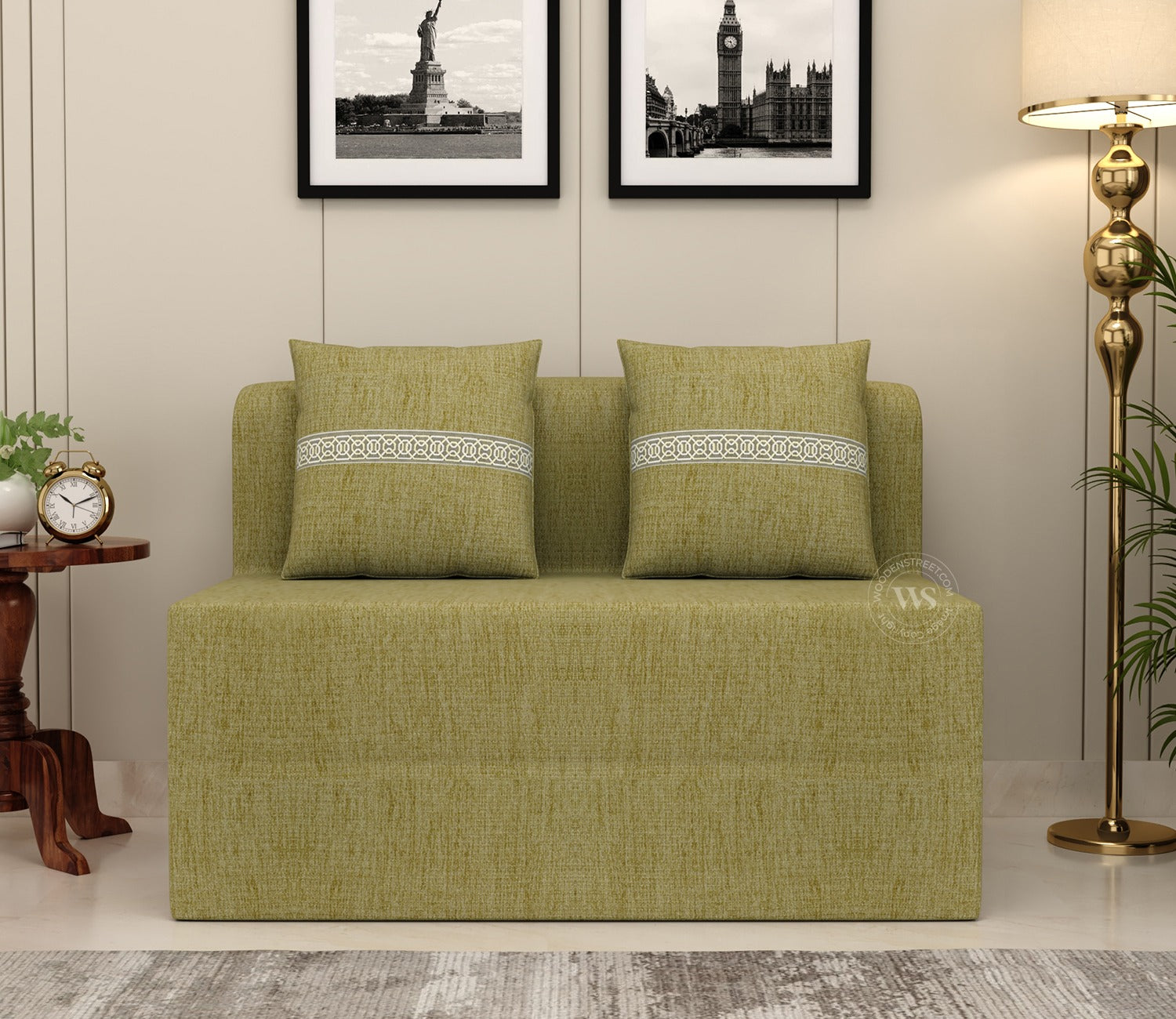 Voltz Fabric Sofa Cum Bed (72 x 46 Inch, Fresh Mint)