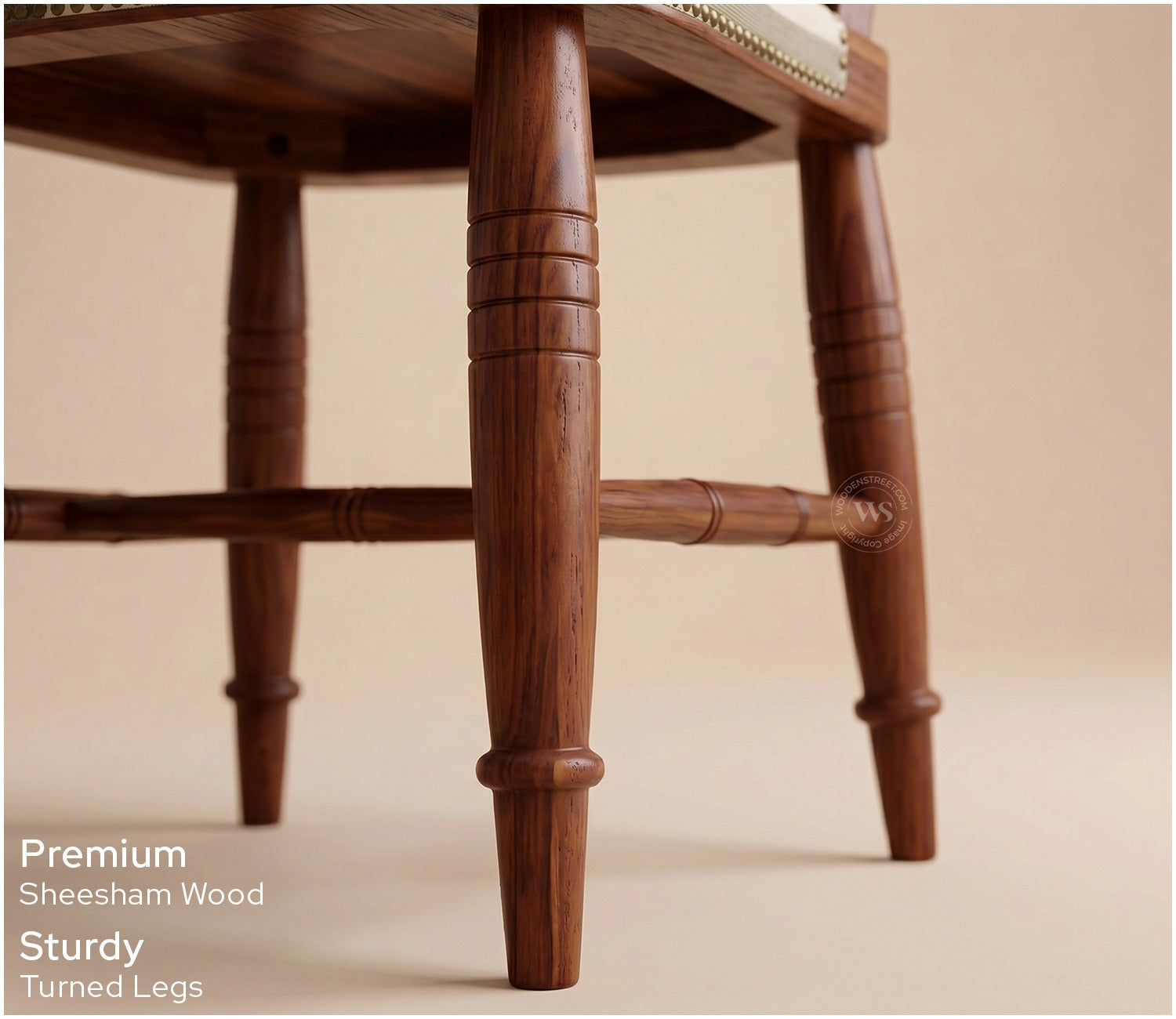 Kanak Designer 6 Seater Sheesham Wood Dining Table Set with Mishaan Quartz Top Table and Misha Chair (Teak Finish)
