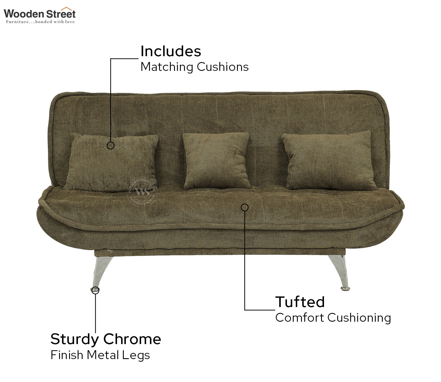 Bastion Premium Upholstery Fabric Sofa cum Bed (Green)