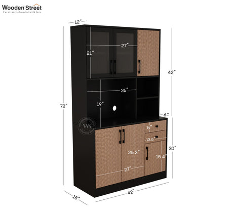 Basilic Engineered Wood Kitchen Cabinet with Textured Front & Ample Storage Space (Zigzag Brown)