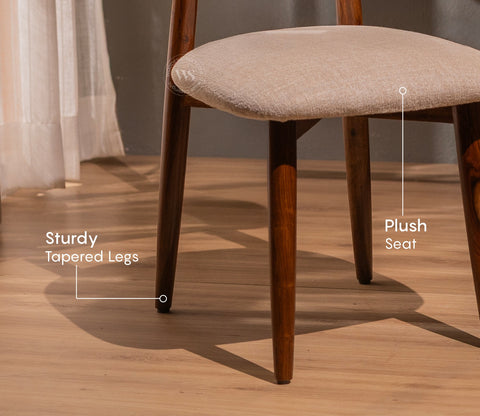Rivano Sheesham Wood Dining Chair with Plush Upholestery - Set of 2 (Jade Ivory)