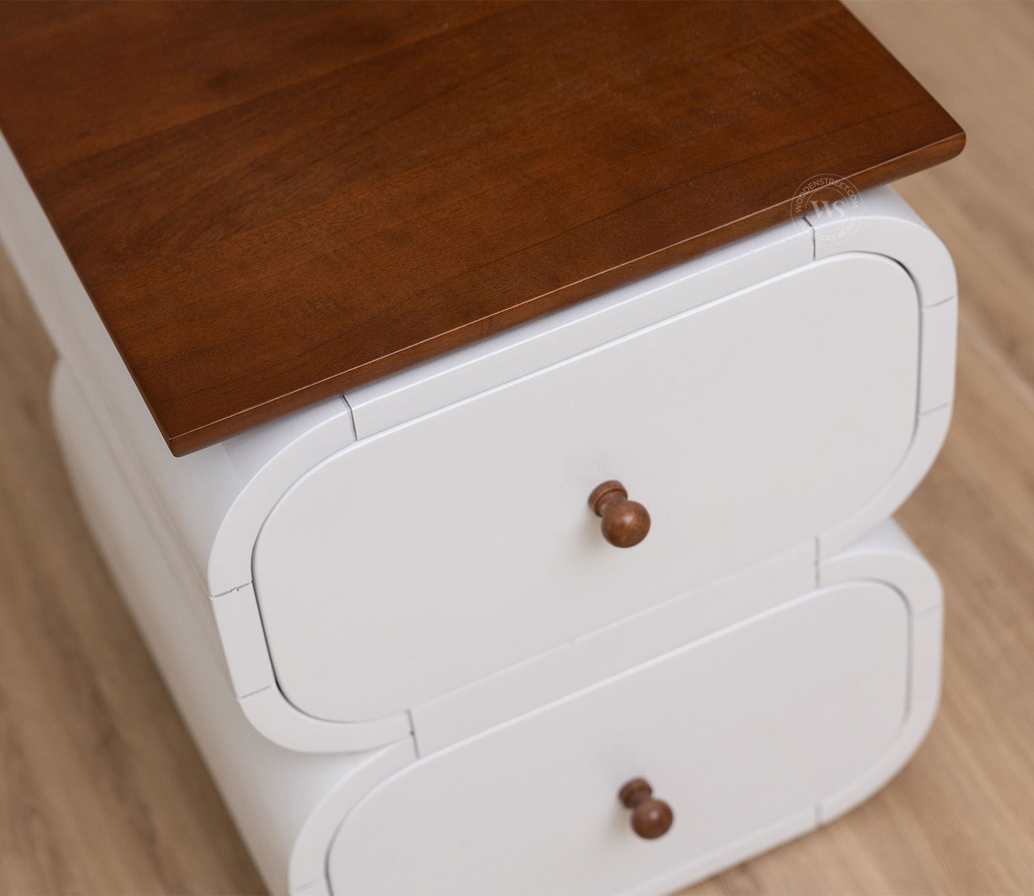 Eclare Modern Bedside Table with Drawer Storage (White Finish)