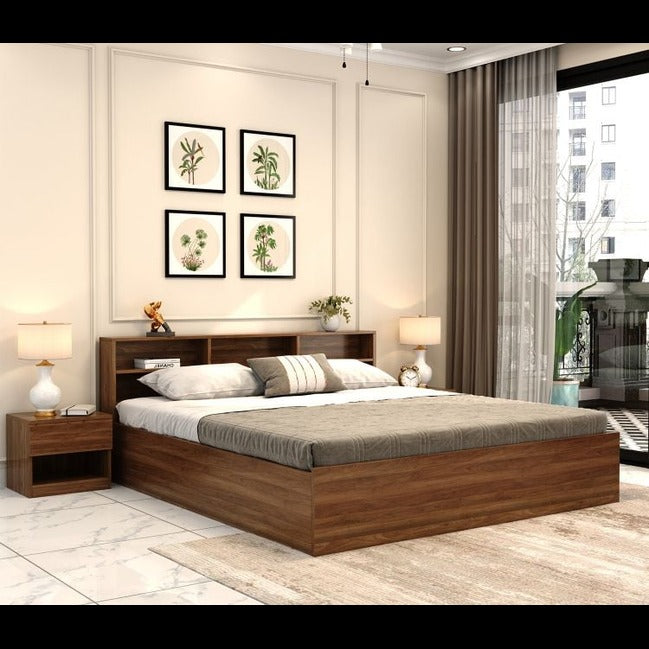 Trueliving Luxurious Queen Size Dark bed Laminated Finish & PU Finish 6Ft *6Ft *1Ft