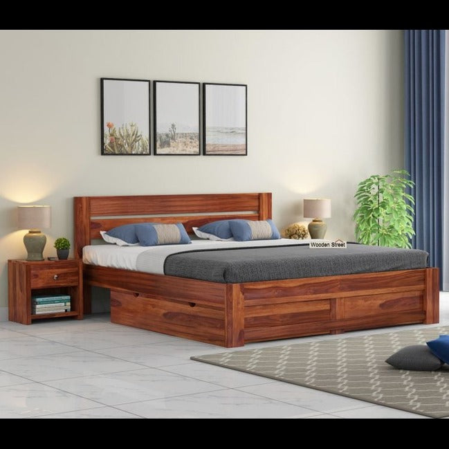 Trueliving Luxurious Queen Size Dark bed Laminated Finish & PU Finish 6Ft *6Ft *1Ft