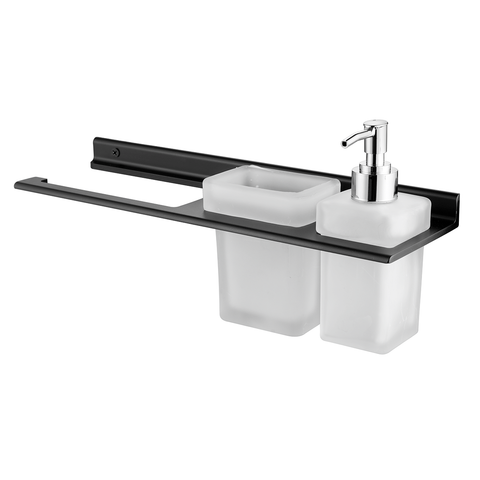 Trueliving_RingEmberwithTowelTumblerHolder&SoapDispenser(SpaceAluminium) Black