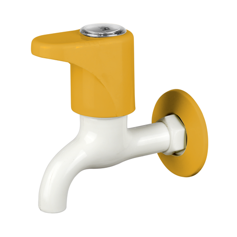 Truliving_Gold Oval Bib Tap PTMT Faucet White 15 MM orange