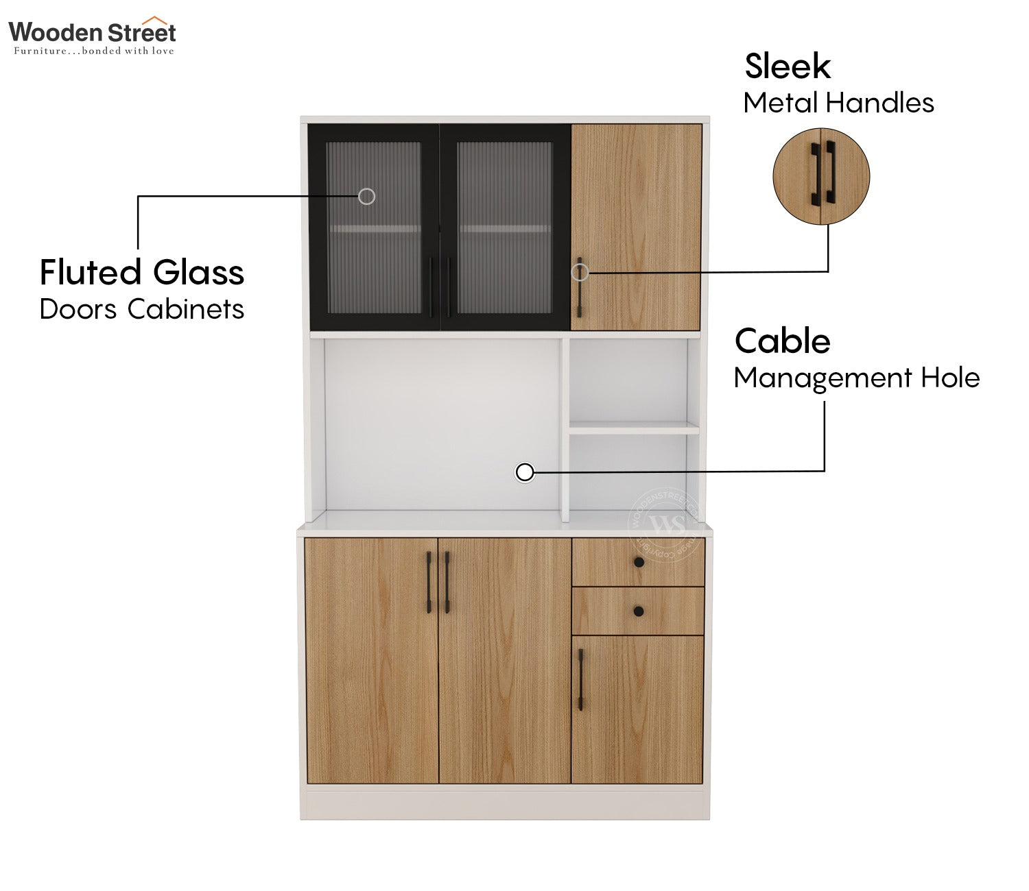 Basilic Engineered Wood Kitchen Cabinet with Textured Front & Ample Storage Space (Santana Teak)