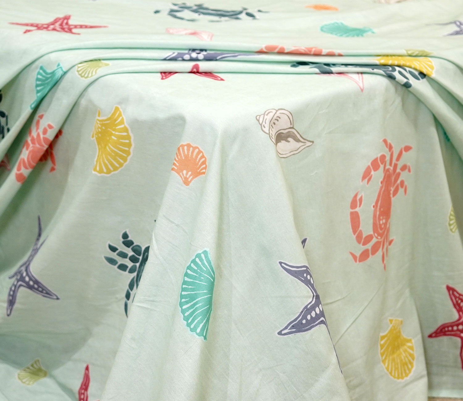 Star And Octopus Flat Cotton Kids Bed Sheet King Size with 2 Pillow Covers