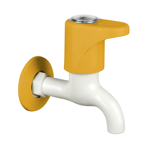 Truliving_Gold Oval Bib Tap PTMT Faucet White 15 MM orange