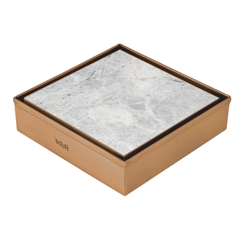 Trueliving Home Brown Tile Insert Shower Drain Channel (6 x 6 Inches) ROSE GOLD PVD Coated