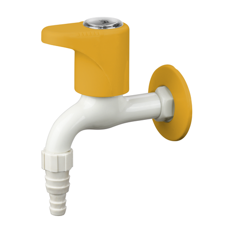 Truliving_Gold Oval Nozzle Bib Tap PTMT Faucet White 15 MM Orange
