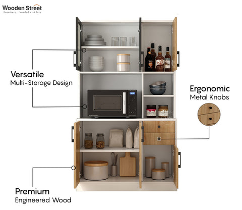 Basilic Engineered Wood Kitchen Cabinet with Textured Front & Ample Storage Space (Santana Teak)