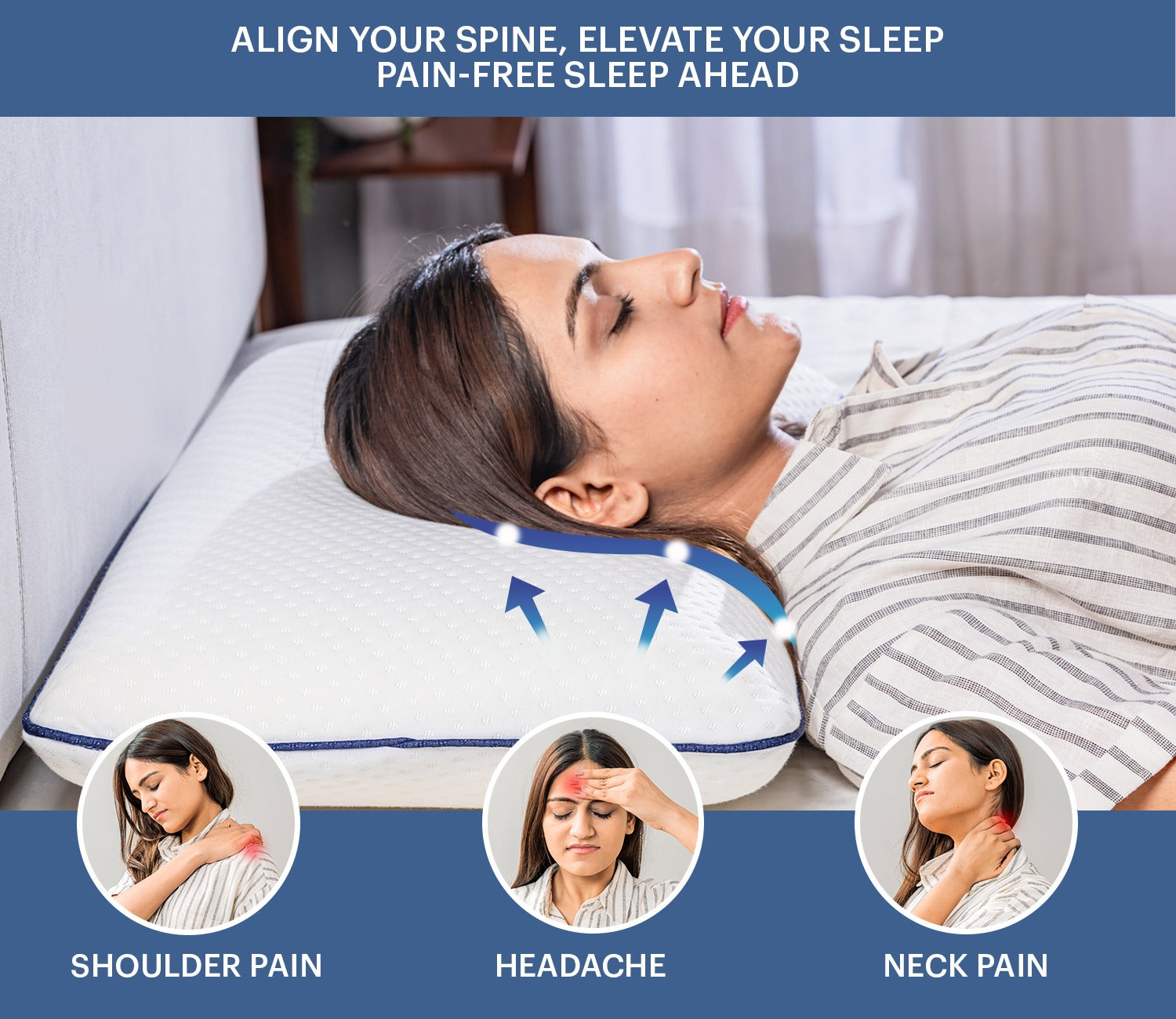 Moonmist Memory Foam Orthopedic Pillow (Large Size)