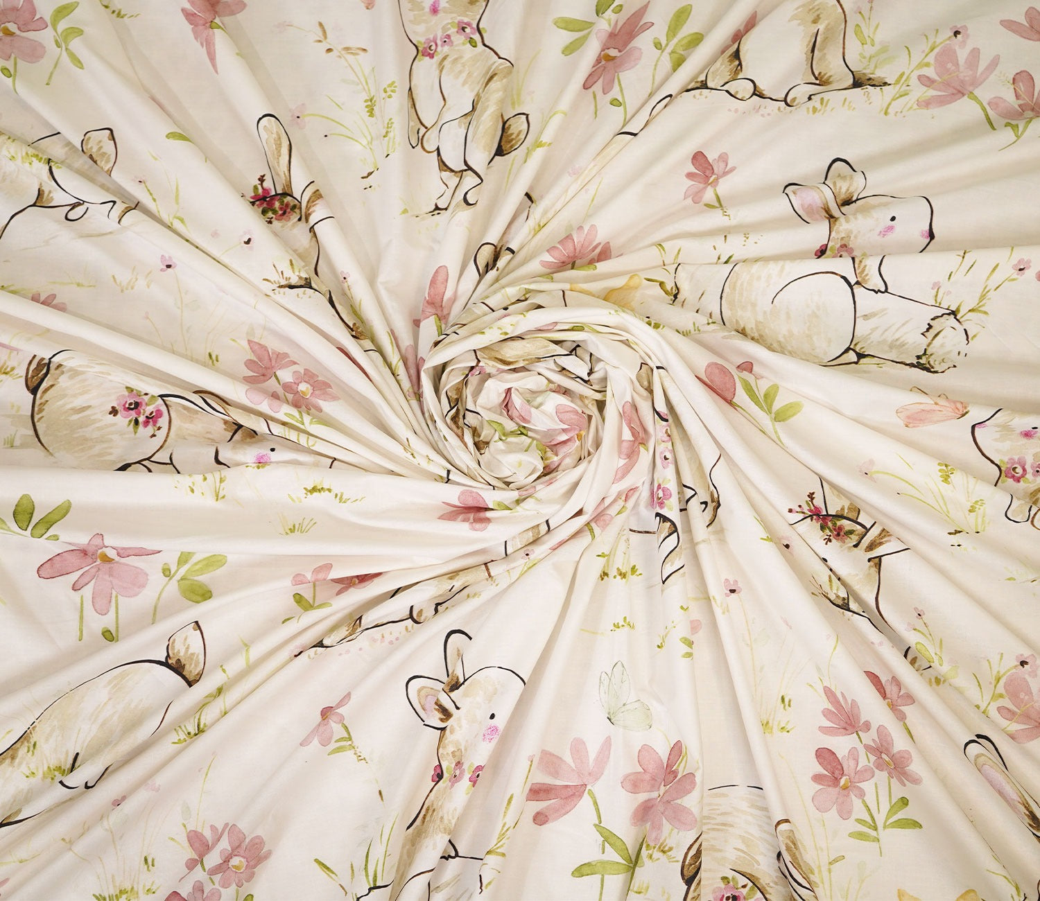 Rabbit Flat Cotton Kids Bed Sheet King Size with 2 Pillow Covers